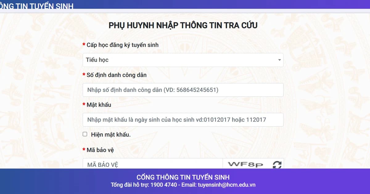 Hướng dẫn phụ huynh gặp khó khi đăng nhập hệ thống tuyển sinh đầu cấp